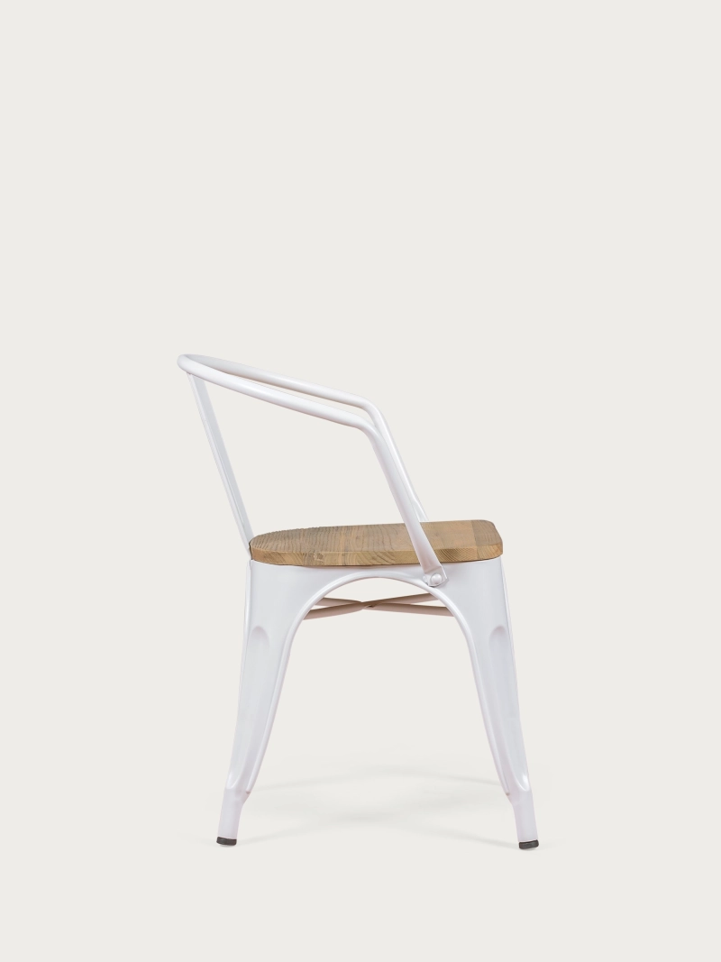 Industrial chair with armrests and elm wood seat - Bistro FurnMod - 4