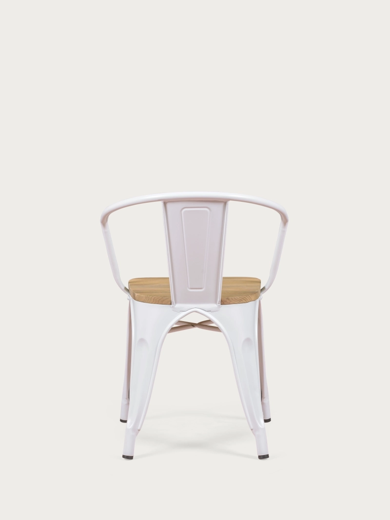 Industrial chair with armrests and elm wood seat - Bistro FurnMod - 5