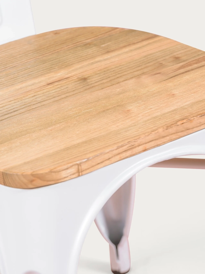 Industrial chair with armrests and elm wood seat - Bistro FurnMod - 3