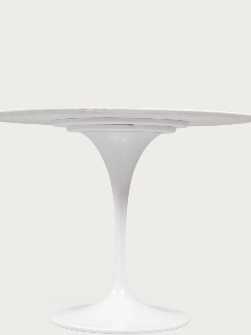 Mesa de comedor redonda de alta gama en mármol blanco de Carrara (100 cm) - Dining Lotus FurnMod - 5