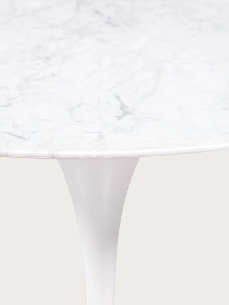 Ekskluzywny okrągły stół do jadalni z białego marmuru z Carrary (100 cm) - Dining Lotus FurnMod - 1