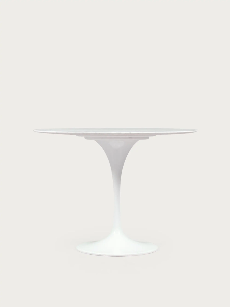 Mesa de comedor redonda de alta gama en mármol blanco de Carrara (100 cm) - Dining Lotus FurnMod - 2