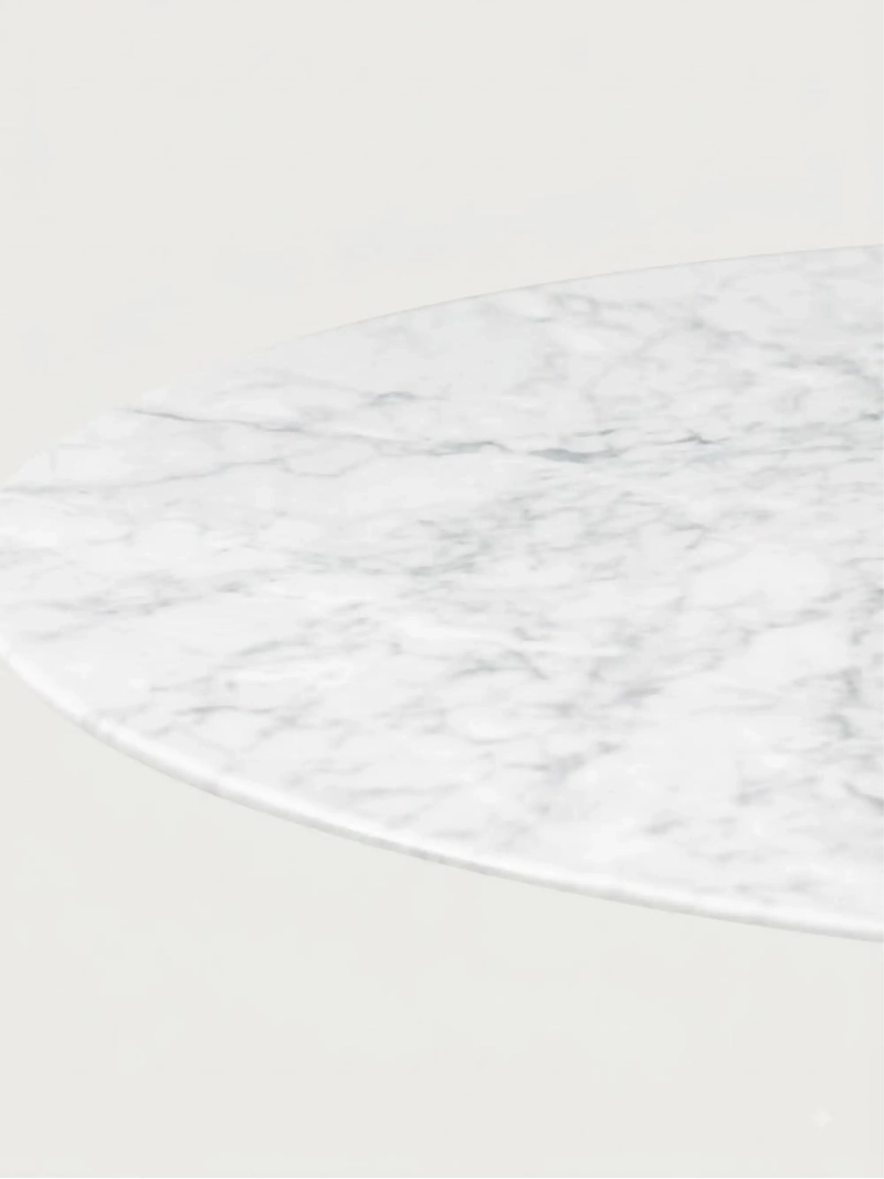 Mesa de comedor redonda de alta gama en mármol blanco de Carrara (100 cm) - Dining Lotus FurnMod - 7