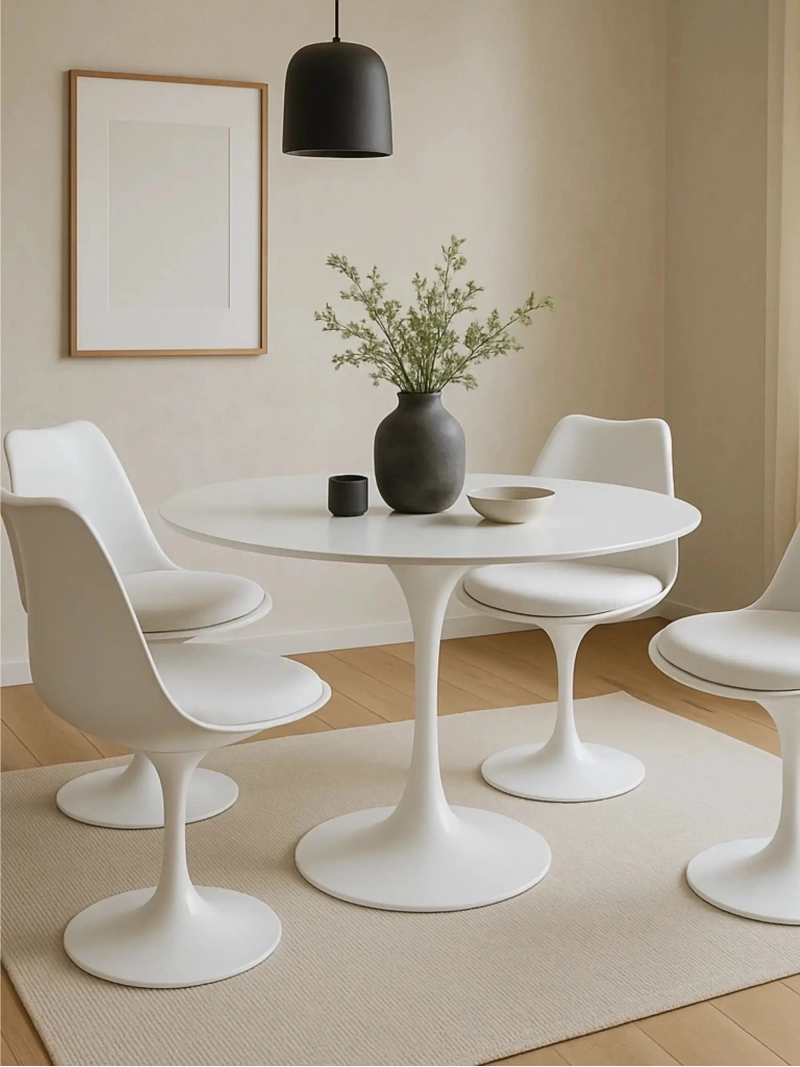 Mesa de comedor redonda de diseño de alta gama en MDF (100 cm) - Dining Lotus FurnMod - 1