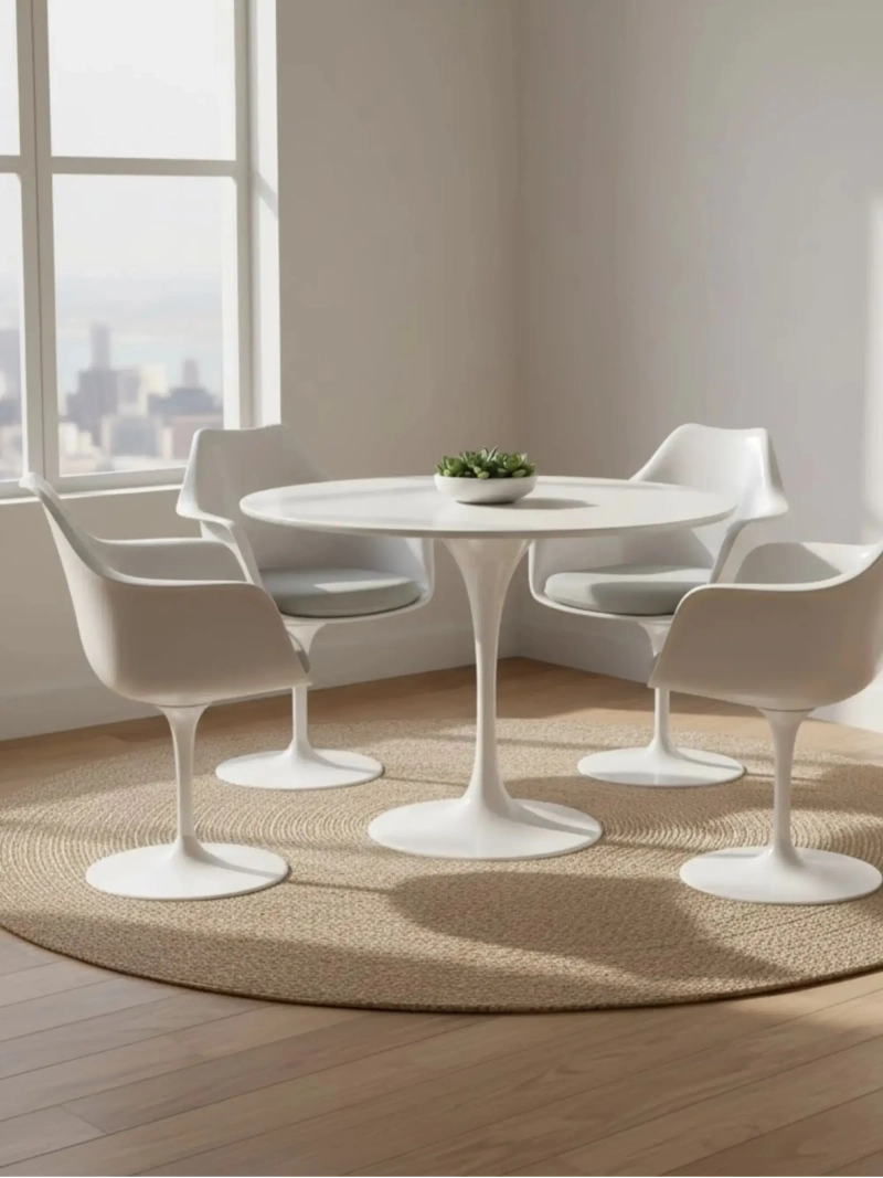 High-end designer round dining table in MDF (100cm) - Dining Lotus FurnMod - 1