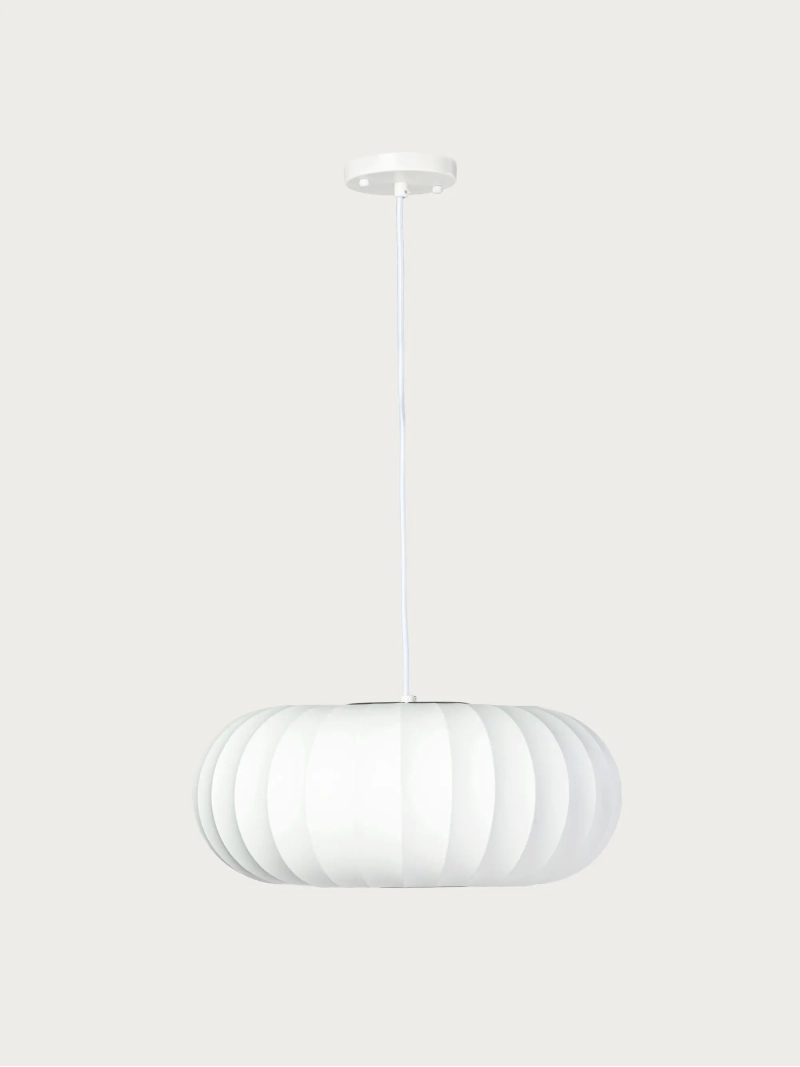 White Fabric Pendant Light Ø45 cm - Kyoto FurnMod - 2