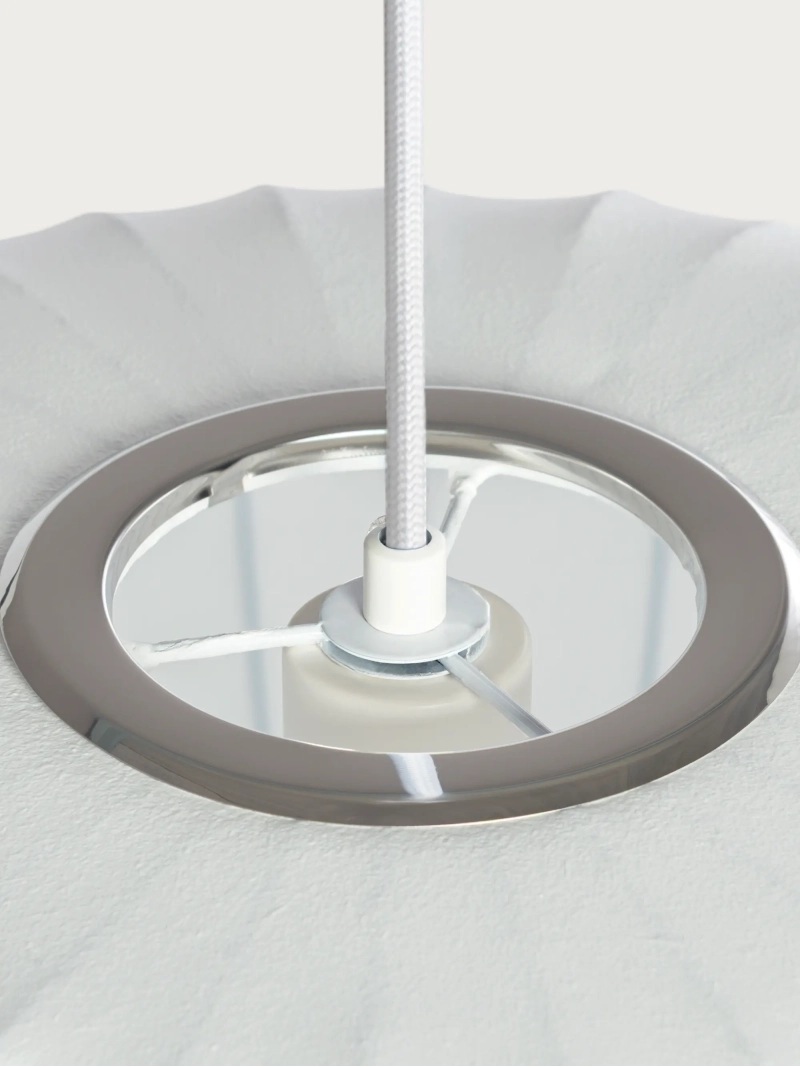 White Fabric Pendant Light Ø45 cm - Kyoto FurnMod - 4