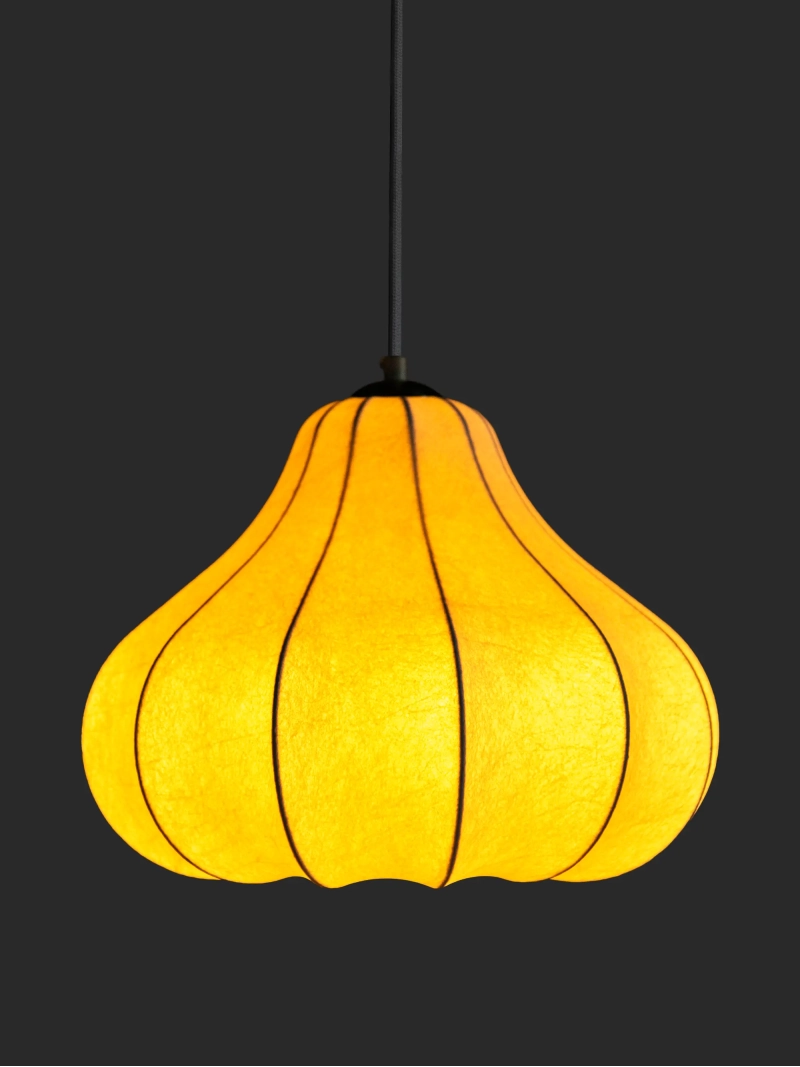 Fabric Pendant Light Ø40 cm with Organic Shape - Kyoto FurnMod - 7