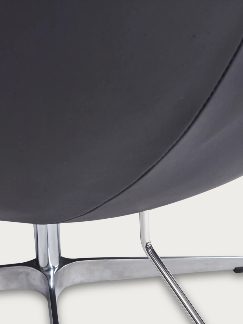 Sillón de diseño giratorio de piel italiana de grano completo - Ovum FurnMod - 12