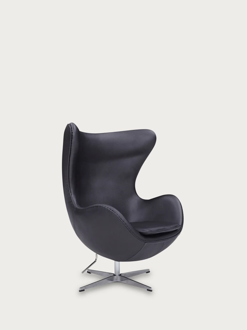 Rotating designer armchair in Italian full-grain leather - Ovum FurnMod - 6