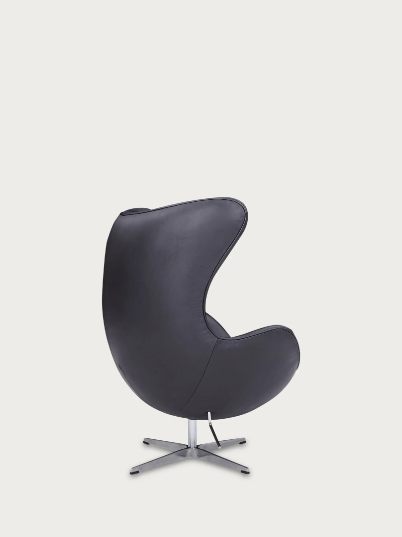 Poltrona de design giratória em couro italiano de grão integral - Ovum FurnMod - 14