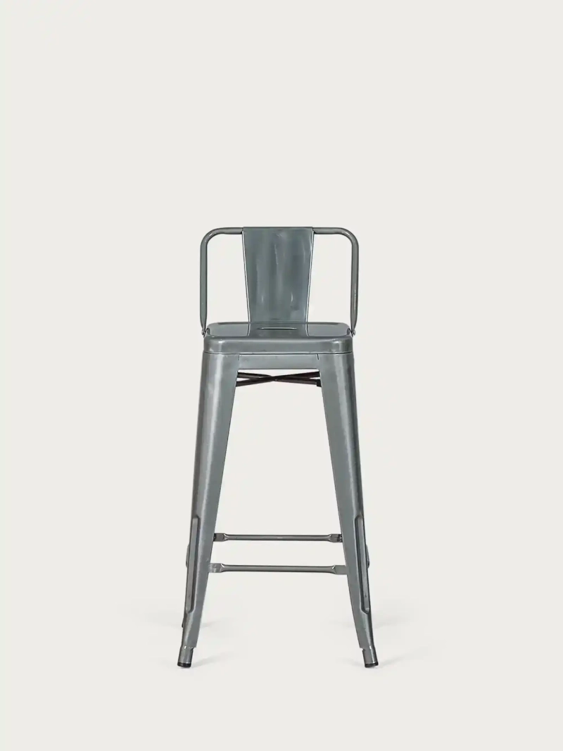 Taburete industrial metálico con respaldo bajo (66cm) - Bistro FurnMod - 10