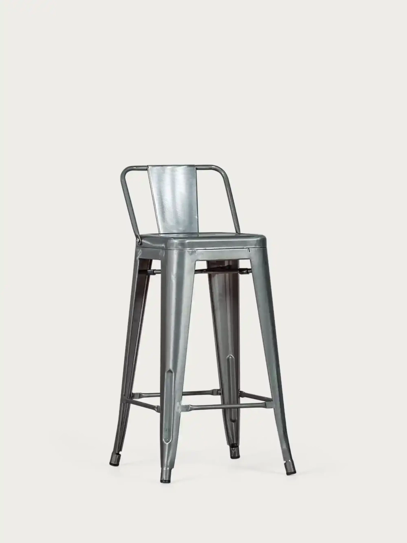 Taburet industrial din metal cu spătar coborât (66cm) - Bistro FurnMod - 2