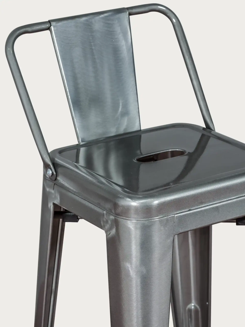 Industrial metal stool with low backrest (66cm) - Bistro FurnMod - 7