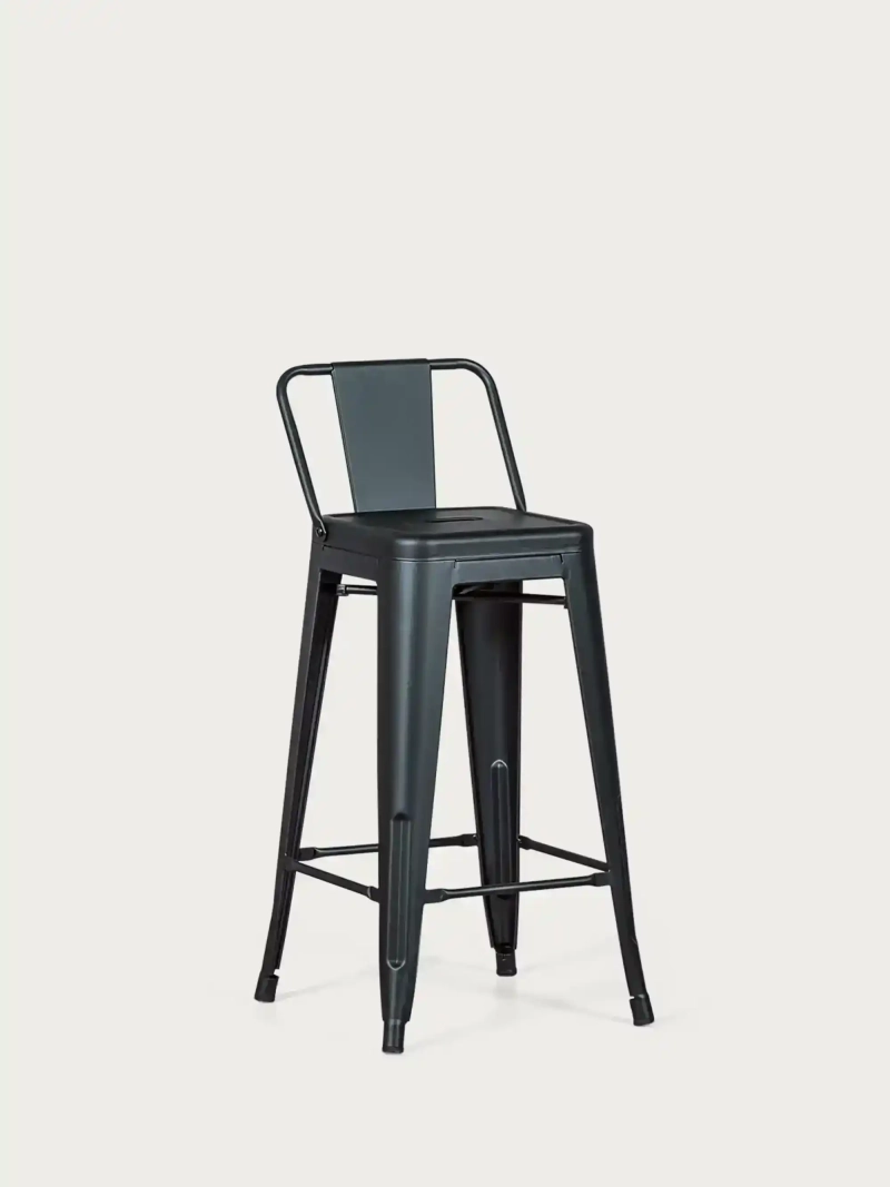 Taburete industrial metálico con respaldo bajo (66cm) - Bistro FurnMod - 13