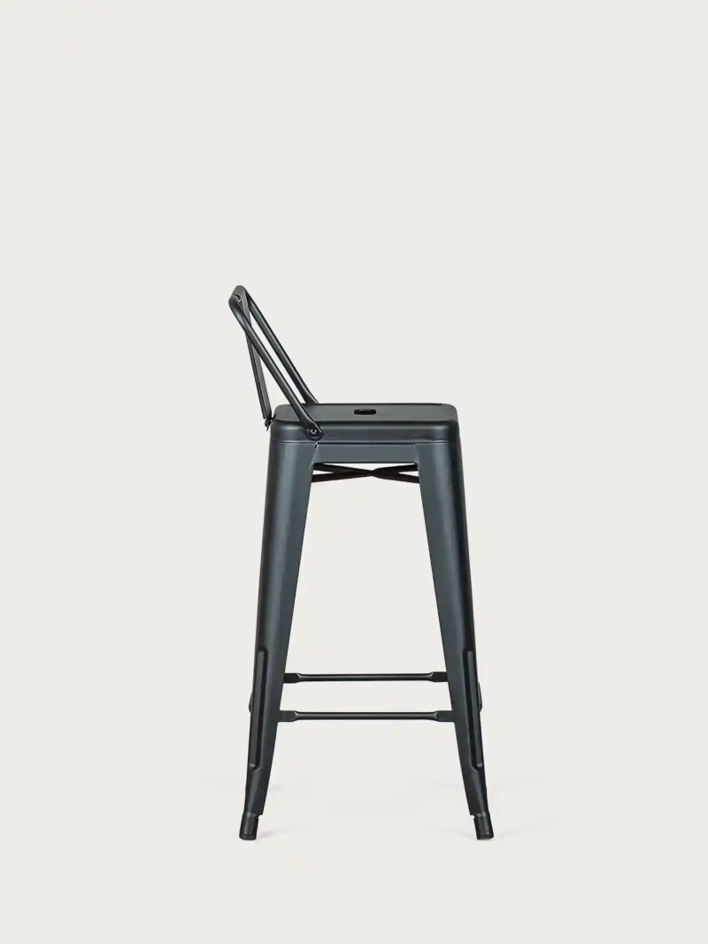 Industrial metal stool with low backrest (66cm) - Bistro FurnMod - 13