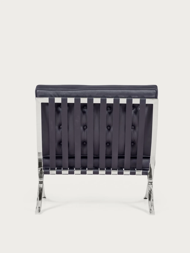 Italian full-grain leather and chrome steel designer armchair - Berlin NEST DREAM - 1