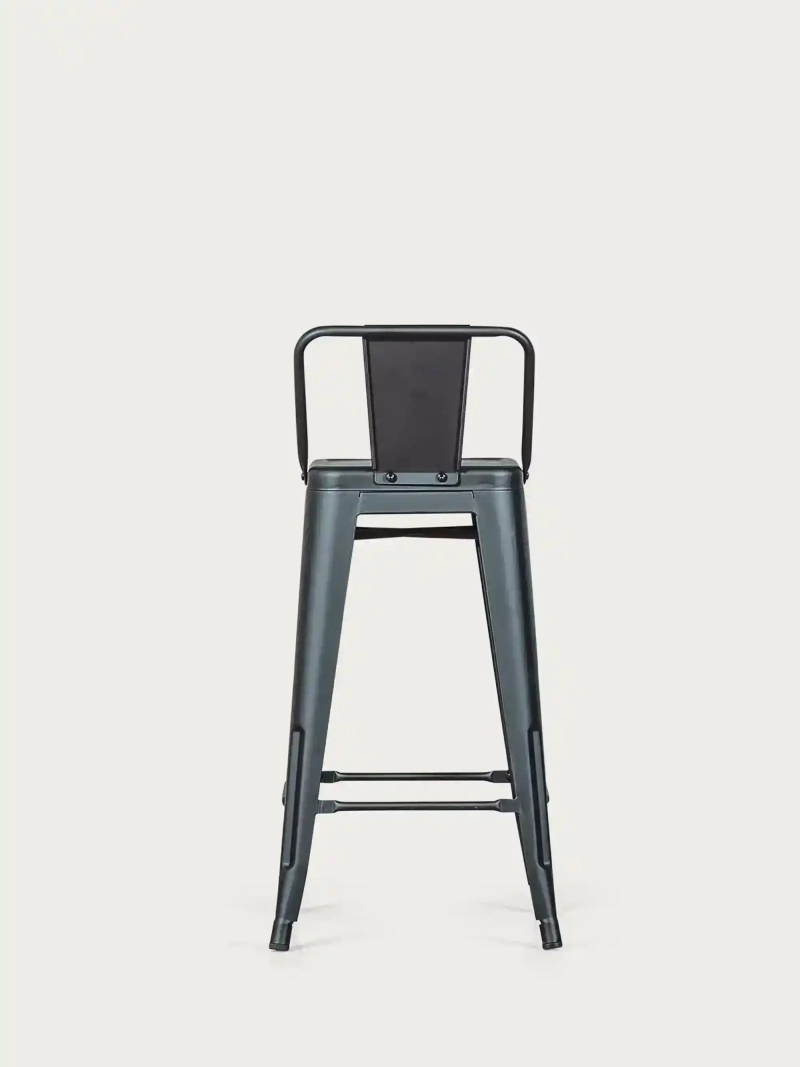 Taburete industrial metálico con respaldo bajo (66cm) - Bistro FurnMod - 13