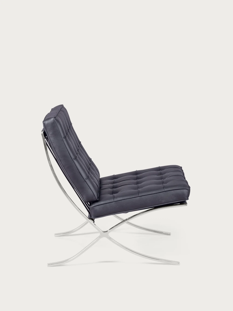 Italian full-grain leather and chrome steel designer armchair - Berlin NEST DREAM - 1