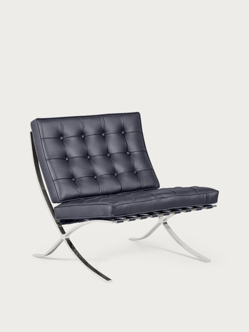 Italian full-grain leather and chrome steel designer armchair - Berlin NEST DREAM - 1