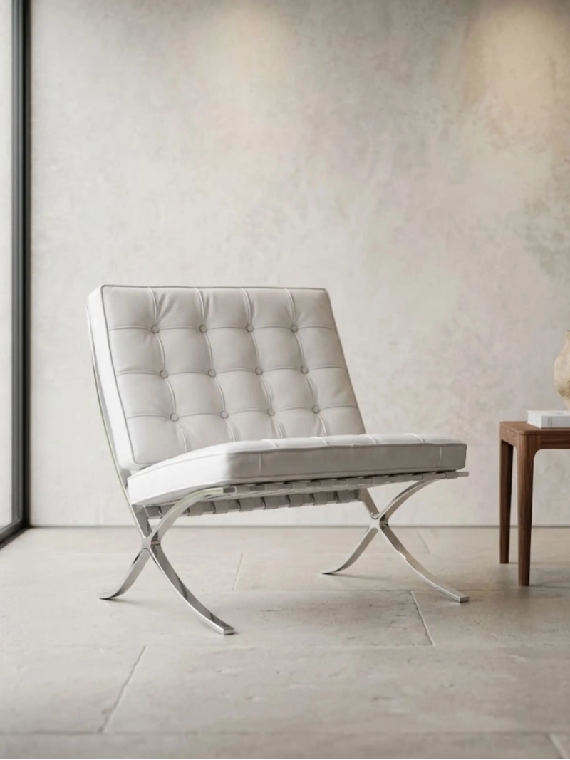 Italian full-grain leather and chrome steel designer armchair - Berlin NEST DREAM - 11