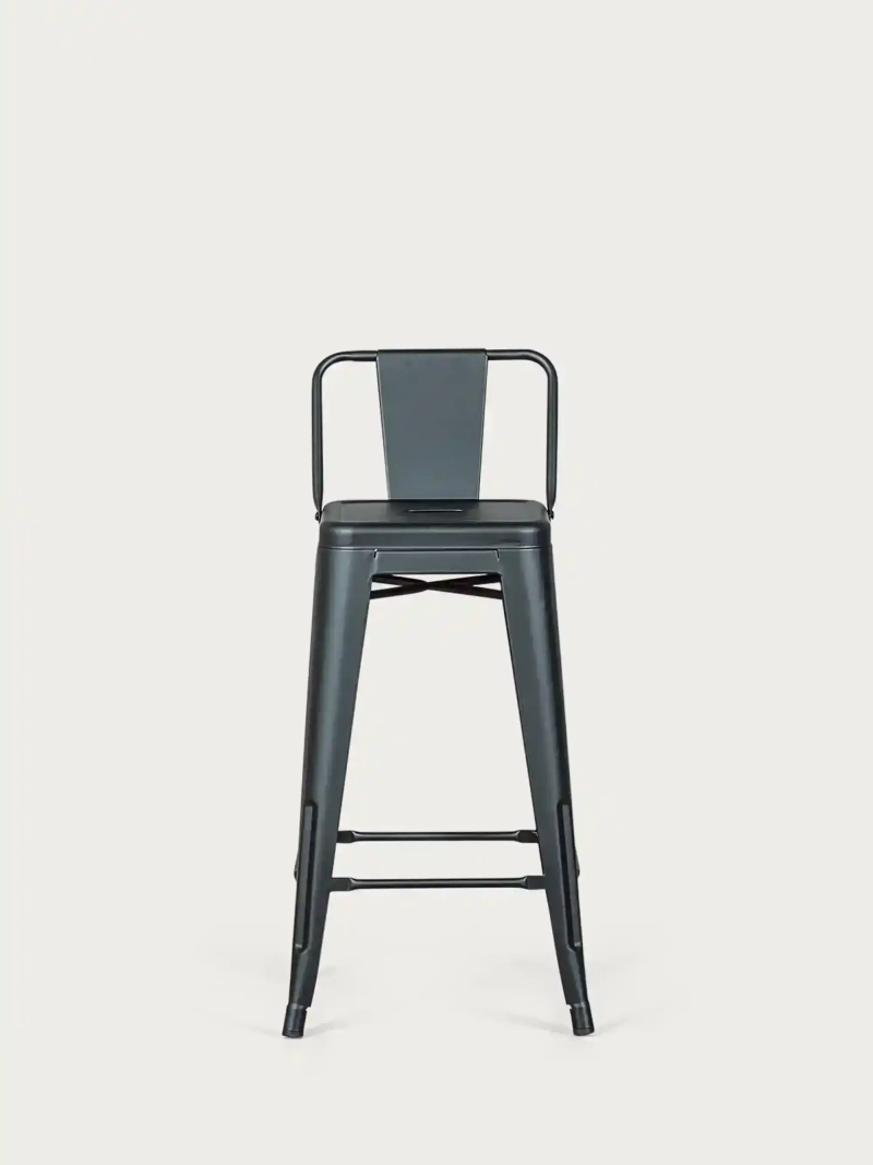 Industriel metalskammel med lavt ryglæn (66 cm) - Bistro FurnMod - 13