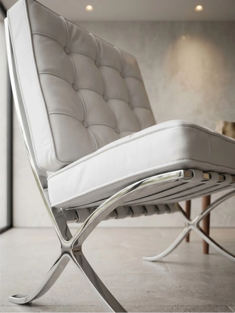 Italian full-grain leather and chrome steel designer armchair - Berlin NEST DREAM - 14