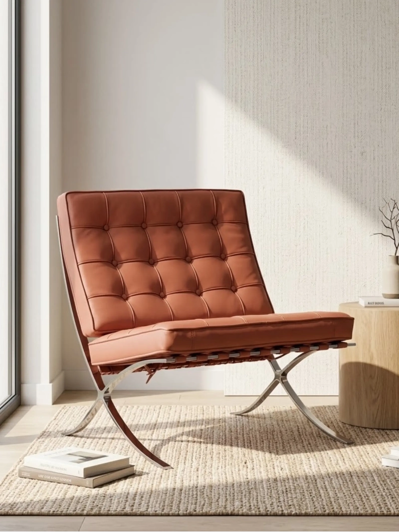 Designer chair in Italian full-grain leather - Berlin Half Furnmod, ex Nest Dream- 1