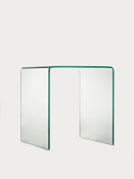 Square tempered glass side table with curved profile - Ice