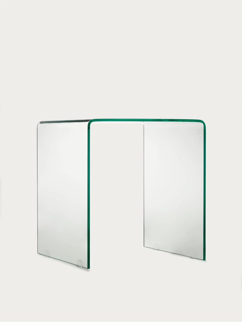 Firkantet sidebord i hærdet glas med buet profil - Ice Furnmod, ex Nest Dream- 1