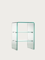 Glass Side table with two tempered glass shelves - Ice