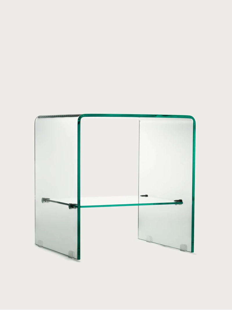 Mesa auxiliar con cajón en cristal templado transparente - Ice Furnmod, ex Nest Dream- 1
