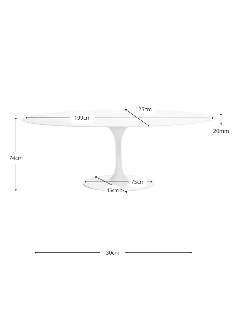 Ovális, lakkozott MDF étkezőasztal 8 fő számára - Lotus Furnmod, ex Nest Dream- 6