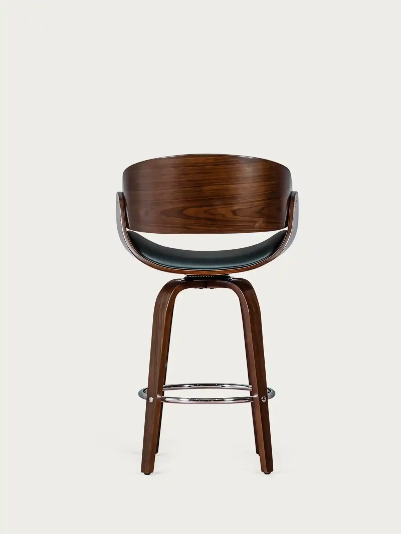 Taburete nórdico en madera de nogal con cojín de polipiel (66cm) - Burrow FurnMod - 8