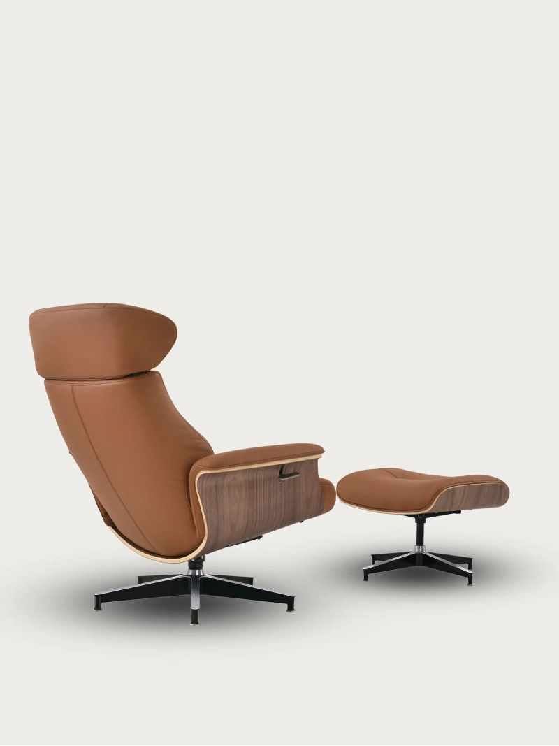 Reclining Leather Lounge Chair with Matching Footstool – Cleveland Furnmod, ex Nest Dream- 10