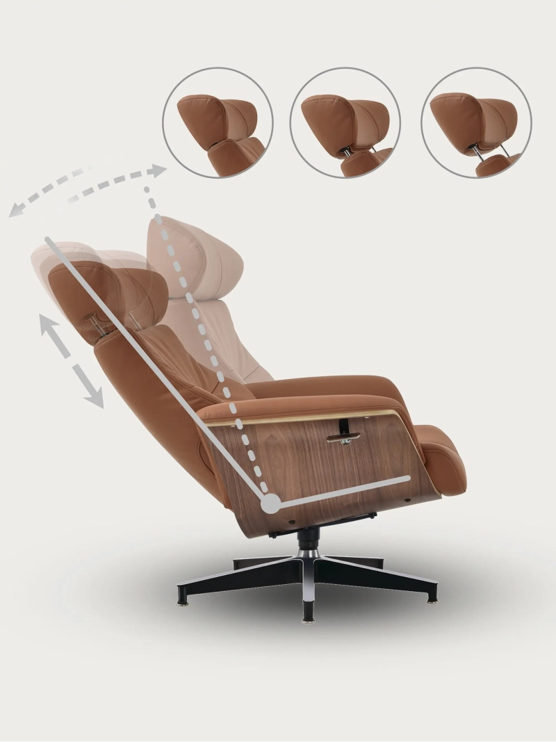 Fotoliu lounge reclinabil din piele cu suport pentru picioare asortat – Cleveland Furnmod, ex Nest Dream- 10
