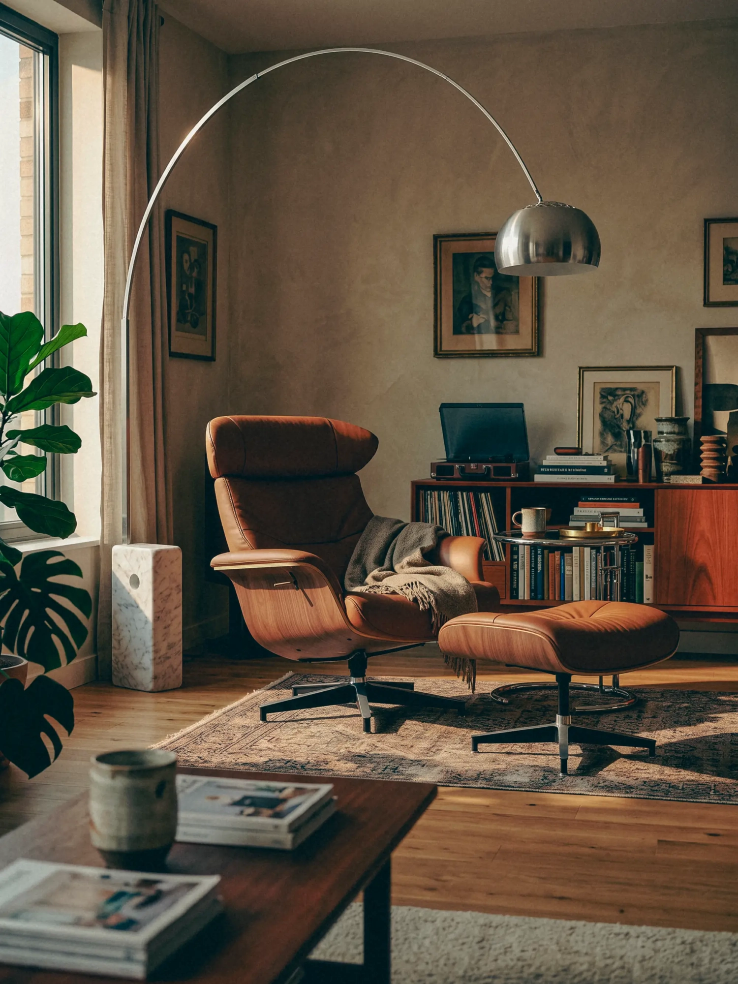 Reclining Leather Lounge Chair with Matching Footstool – Cleveland Furnmod, ex Nest Dream- 10